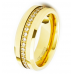 Yellow Gold IP Men's Tungsten Wedding Bands with Cubic Zirconia Eternity Ring